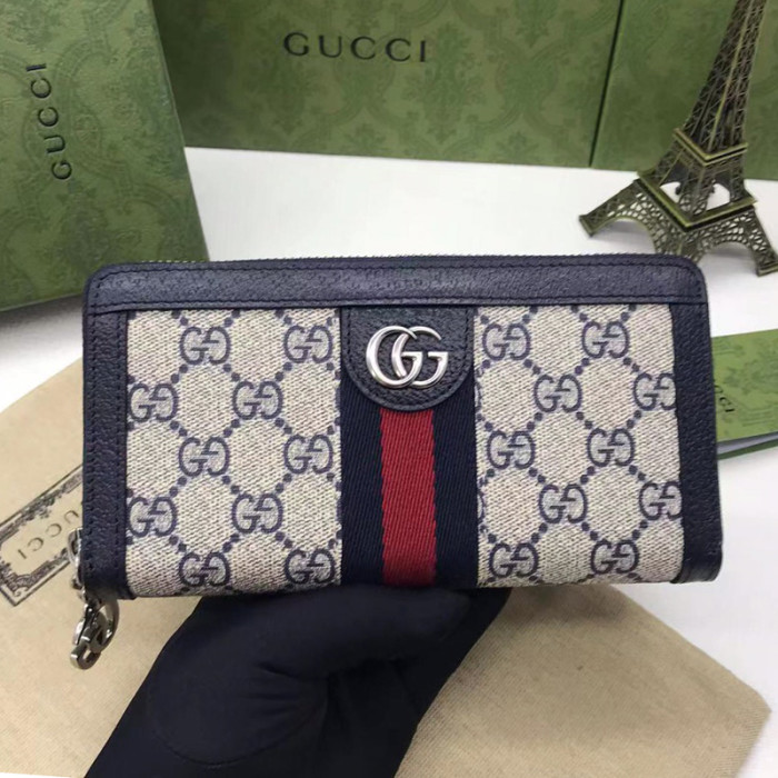 Gucci Womens Mens Bags Wallets Luxury Brand  Gucci GG Supreme Ophidia GG zip around wallet with Original Box 523154 96IWG 8745