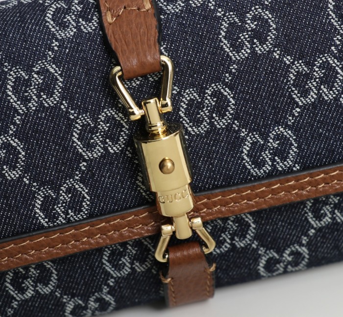 Gucci Womens Mens Bags Wallets Luxury Brand Gucci Jackie 1961 chain wallet with Original Box 652681 2KQGG 8375