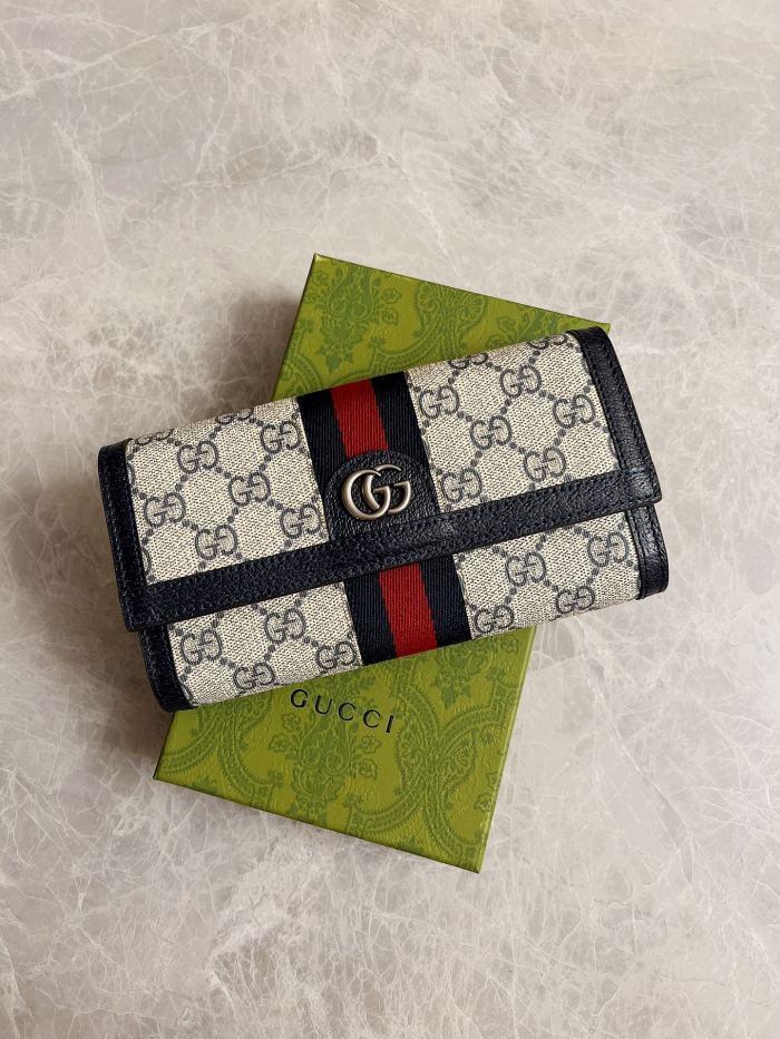 Gucci Womens Mens Bags Wallets Luxury Brand  Gucci GG Supreme Ophidia Continental Wallet with Original Box 523153 96IWG 9794