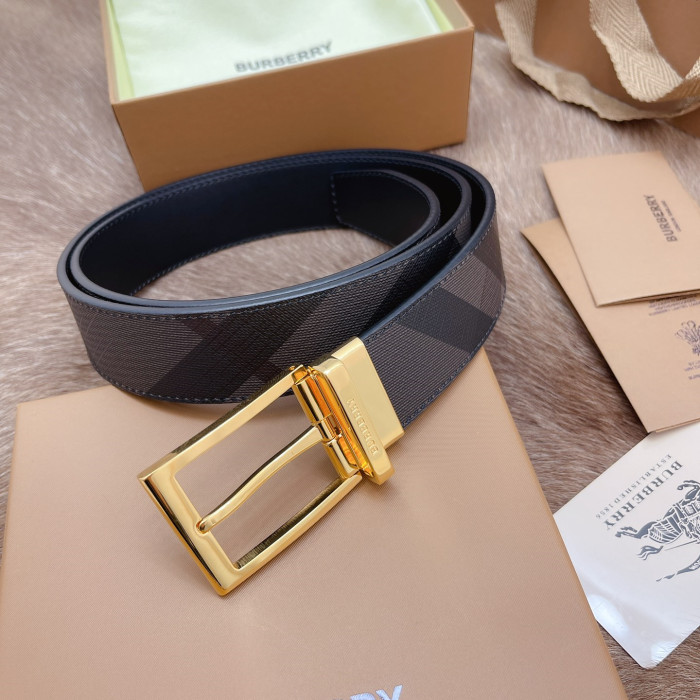 Burberry Mens Belt Luxury Brand Design Fashion Type with Original Box Reversible London Check and Leather Belt