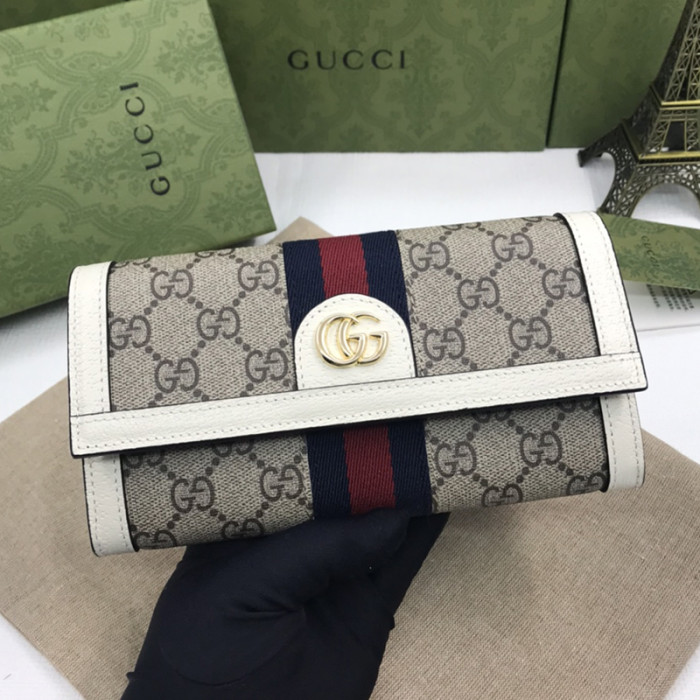 Gucci Womens Mens Bags Wallets Luxury Brand  Gucci GG Supreme Ophidia Continental Wallet with Original Box 523153 96IWG 9794