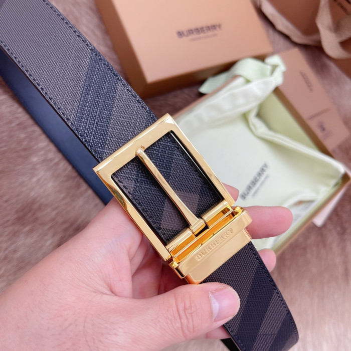 Burberry Mens Belt Luxury Brand Design Fashion Type with Original Box Reversible London Check and Leather Belt