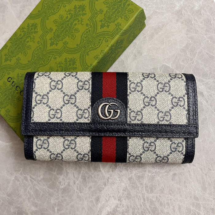 Gucci Womens Mens Bags Wallets Luxury Brand  Gucci GG Supreme Ophidia Continental Wallet with Original Box 523153 96IWG 9794