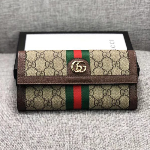 Gucci Womens Mens Bags Wallets Luxury Brand  Gucci GG Supreme Ophidia Continental Wallet with Original Box 523153 96IWG 8745