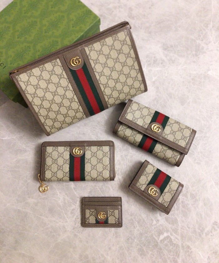 Gucci Womens Mens Bags Wallets Luxury Brand  Gucci GG Supreme Ophidia GG zip around wallet with Original Box 523154 96IWG 8745
