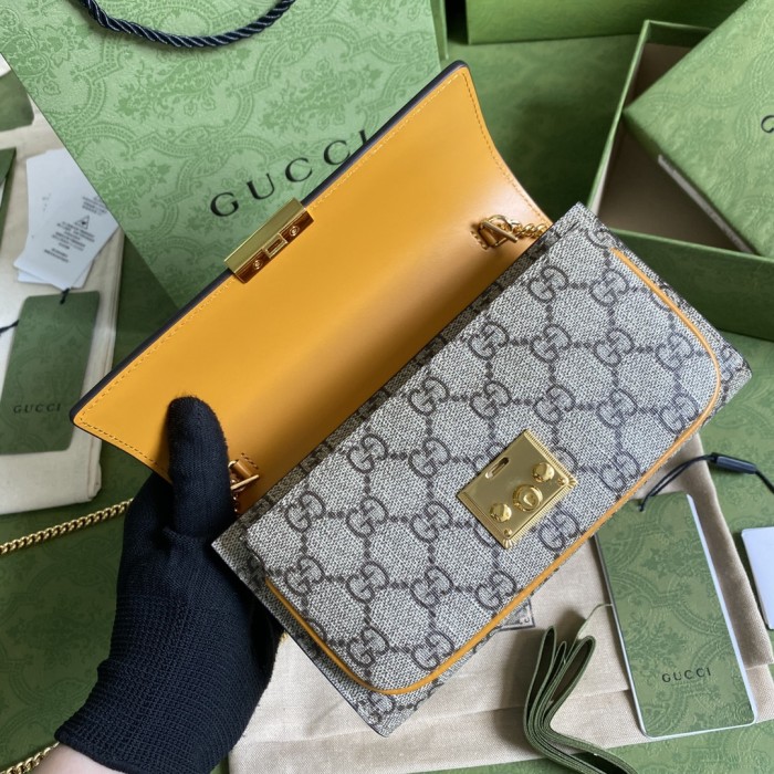 Gucci Womens Mens Bags Wallets Luxury Brand Gucci Padlock card case wallet in leather and GG Supreme with Original Box 658226 KLQIG 9763