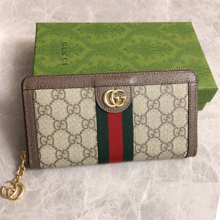 Gucci Womens Mens Bags Wallets Luxury Brand  Gucci GG Supreme Ophidia GG zip around wallet with Original Box 523154 96IWG 8745