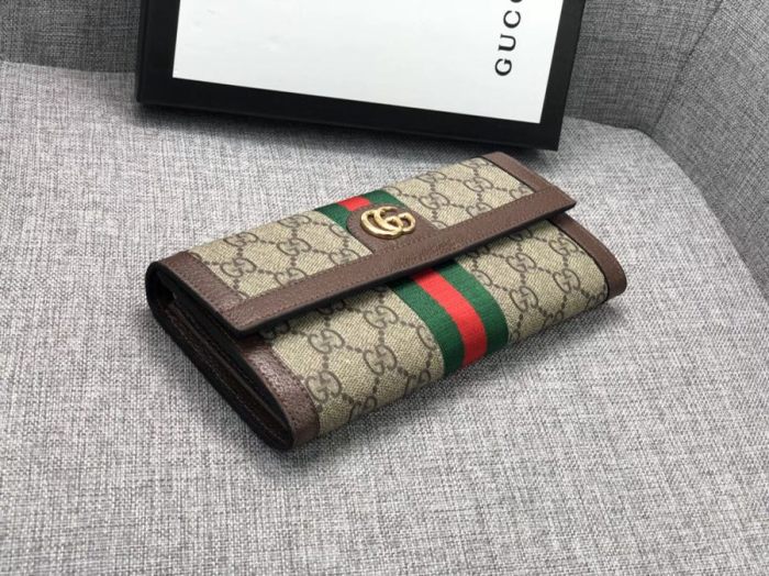 Gucci Womens Mens Bags Wallets Luxury Brand  Gucci GG Supreme Ophidia Continental Wallet with Original Box 523153 96IWG 8745
