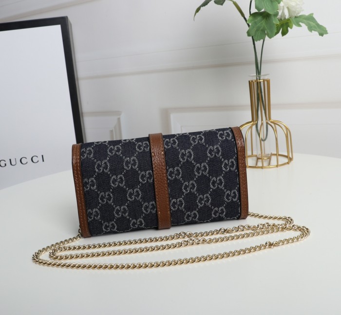 Gucci Womens Mens Bags Wallets Luxury Brand Gucci Jackie 1961 chain wallet with Original Box 652681 2KQGG 8375