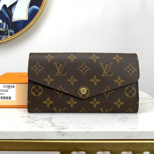 Louis Vuitton Mens Womens Wallets Purse Luxury Brand Designer SARAH WALLET with Original Box M62236 Coquelicot Red Monogram coated canvas