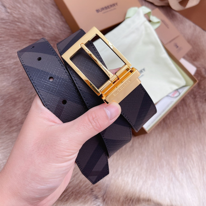 Burberry Mens Belt Luxury Brand Design Fashion Type with Original Box Reversible London Check and Leather Belt