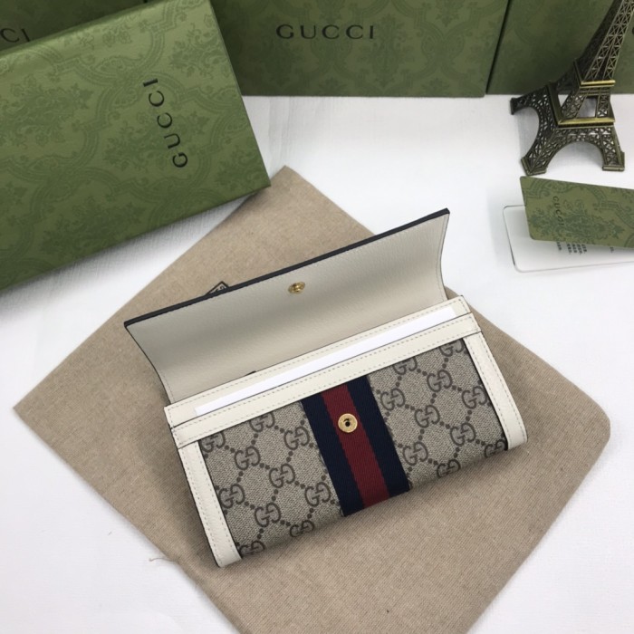 Gucci Womens Mens Bags Wallets Luxury Brand  Gucci GG Supreme Ophidia Continental Wallet with Original Box 523153 96IWG 9794