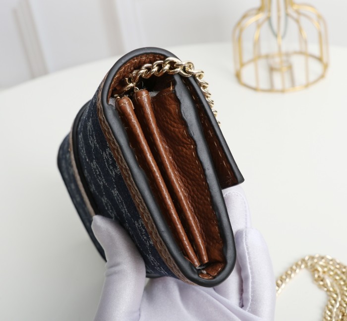 Gucci Womens Mens Bags Wallets Luxury Brand Gucci Jackie 1961 chain wallet with Original Box 652681 2KQGG 8375