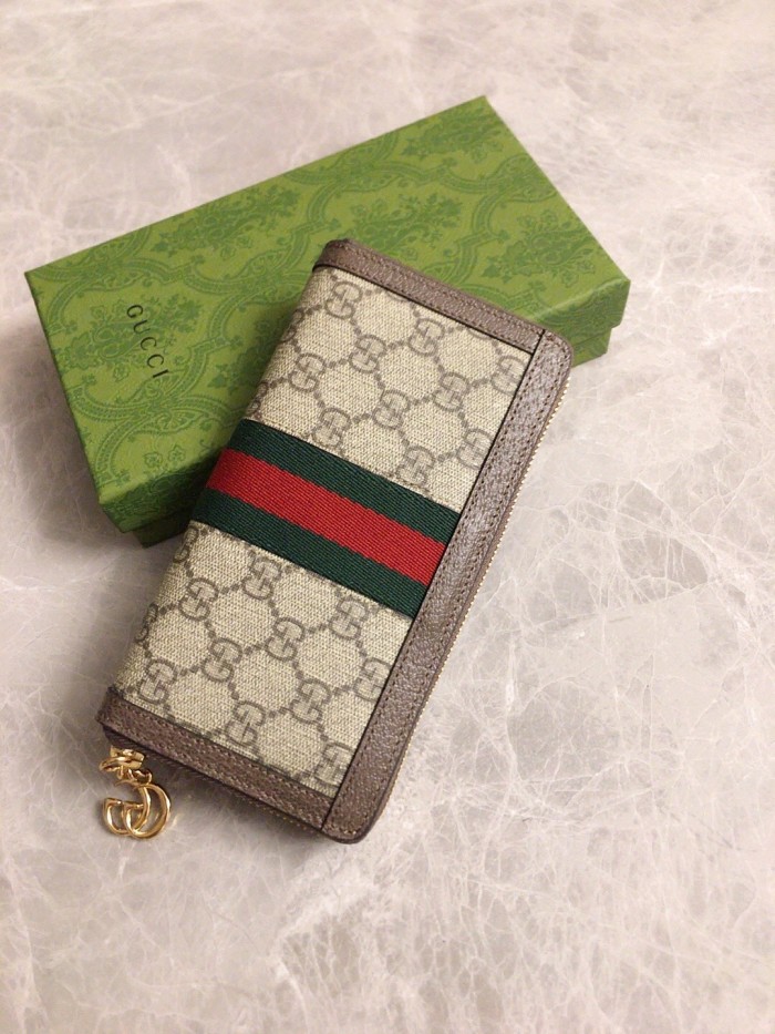 Gucci Womens Mens Bags Wallets Luxury Brand  Gucci GG Supreme Ophidia GG zip around wallet with Original Box 523154 96IWG 8745