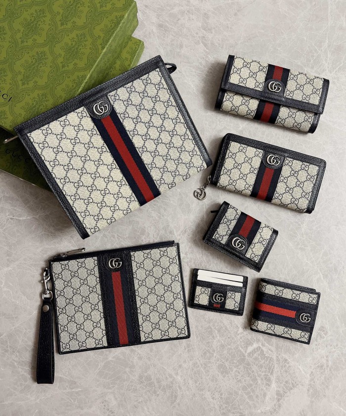 Gucci Womens Mens Bags Wallets Luxury Brand  Gucci GG Supreme Ophidia Continental Wallet with Original Box 523153 96IWG 9794