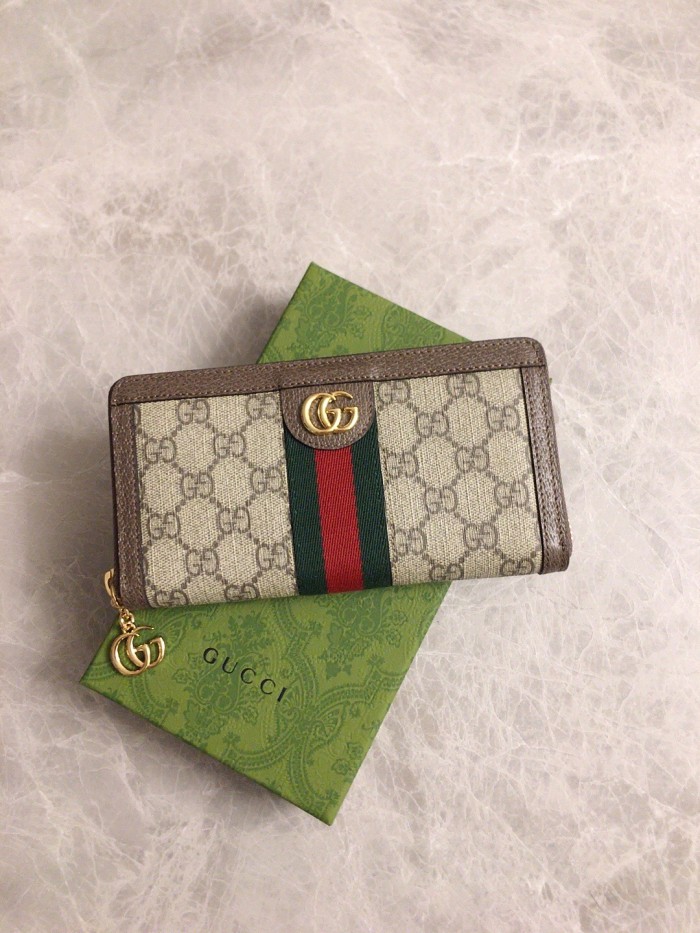 Gucci Womens Mens Bags Wallets Luxury Brand  Gucci GG Supreme Ophidia GG zip around wallet with Original Box 523154 96IWG 8745