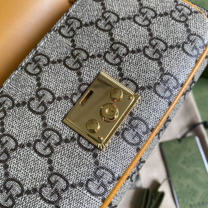 Gucci Womens Mens Bags Wallets Luxury Brand Gucci Padlock card case wallet in leather and GG Supreme with Original Box 658226 KLQIG 9763