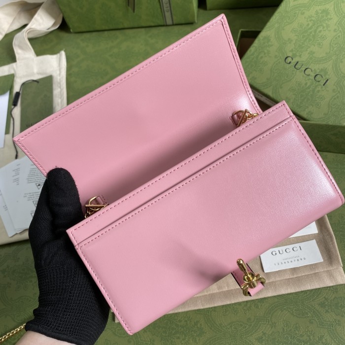 Gucci Womens Mens Bags Wallets Luxury Brand Gucci Jackie 1961 chain wallet with Original Box 652681 14J0G 1000