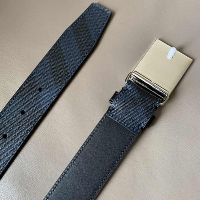 Burberry Mens Belt Luxury Brand Design Fashion Type with Original Box Reversible Plaque Buckle London Check and Leather Belt