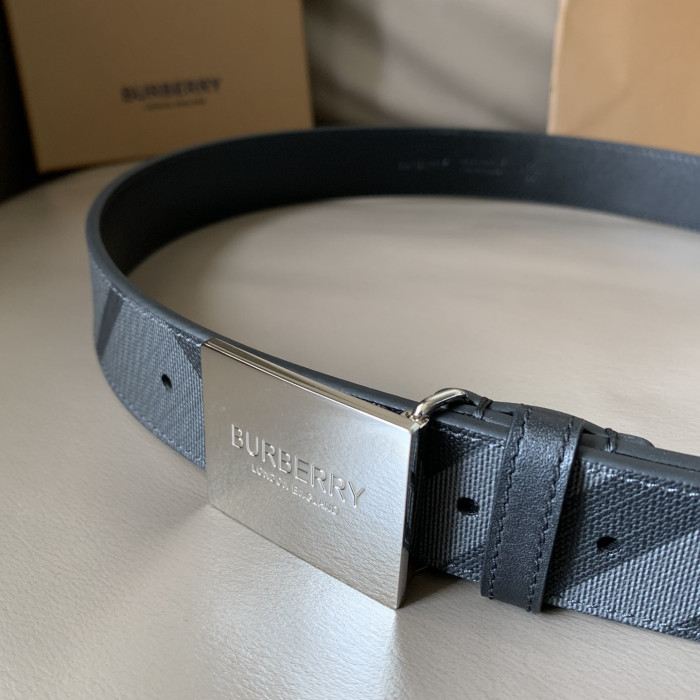 Burberry Mens Belt Luxury Brand Design Fashion Type with Original Box Reversible Plaque Buckle London Check and Leather Belt