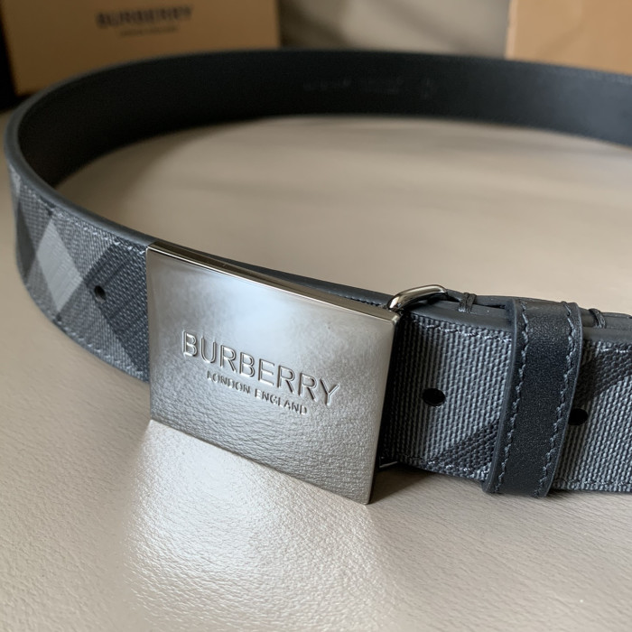 Burberry Mens Belt Luxury Brand Design Fashion Type with Original Box Reversible Plaque Buckle London Check and Leather Belt