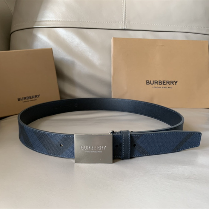 Burberry Mens Belt Luxury Brand Design Fashion Type with Original Box Reversible Plaque Buckle London Check and Leather Belt