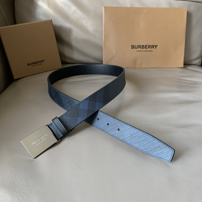 Burberry Mens Belt Luxury Brand Design Fashion Type with Original Box Reversible Plaque Buckle London Check and Leather Belt