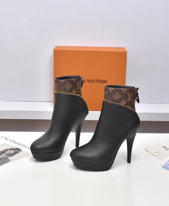 Louis Vuitton Women Shoes Boots Luxury Brand AFTERGLOW PLATFORM ANKLE BOOT 1AAC2M with Original Box