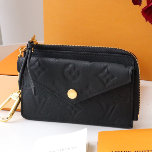 Louis Vuitton Womens Bags Wallets Coin Purse Luxury Brand CARD HOLDER RECTO VERSO Black Monogram Empreinte embossed supple grained cowhide leather with Original Box M69421