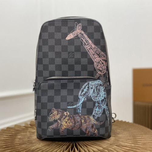 Louis Vuitton Mens Bag Shoulder Bag AVENUE SLINGBAG Damier Graphite coated canvas with Original Box N45277