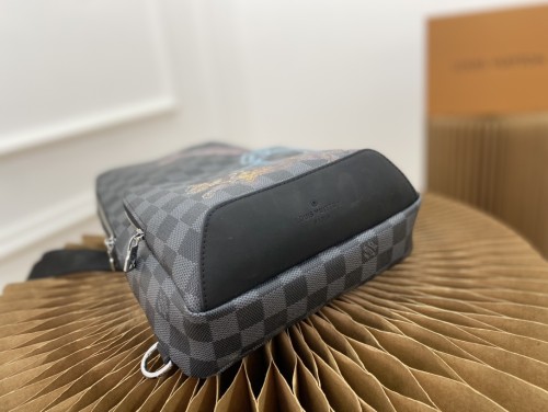 Louis Vuitton Mens Bag Shoulder Bag AVENUE SLINGBAG Damier Graphite coated canvas with Original Box N45277