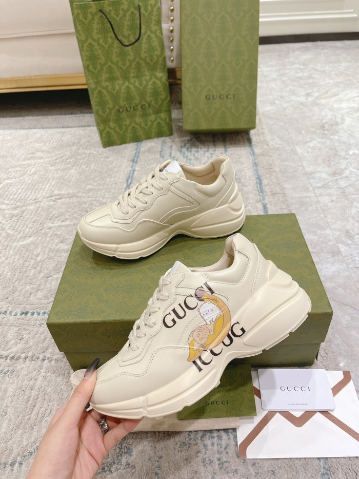 Gucci Mens Shoes Sneakers Luxury Brand Men's GG Rhyton sneaker with Original Box 659408 2SH00 9522