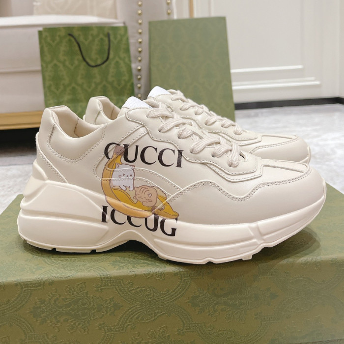 Gucci Mens Shoes Sneakers Luxury Brand Men's GG Rhyton sneaker with Original Box 659408 2SH00 9522