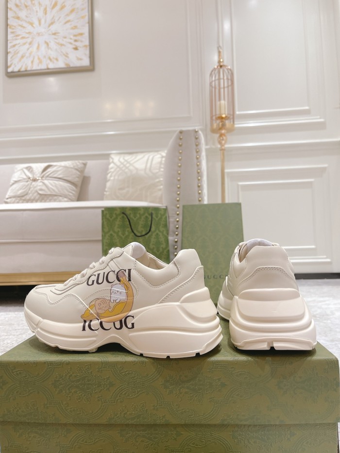 Gucci Mens Shoes Sneakers Luxury Brand Men's GG Rhyton sneaker with Original Box 659408 2SH00 9522