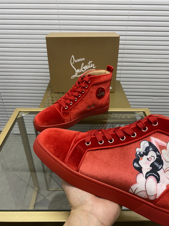 Christian Louboutin Mens Shoes Sneakers Luxury Brand Red Bottom Design Sports Footwears with Original Box