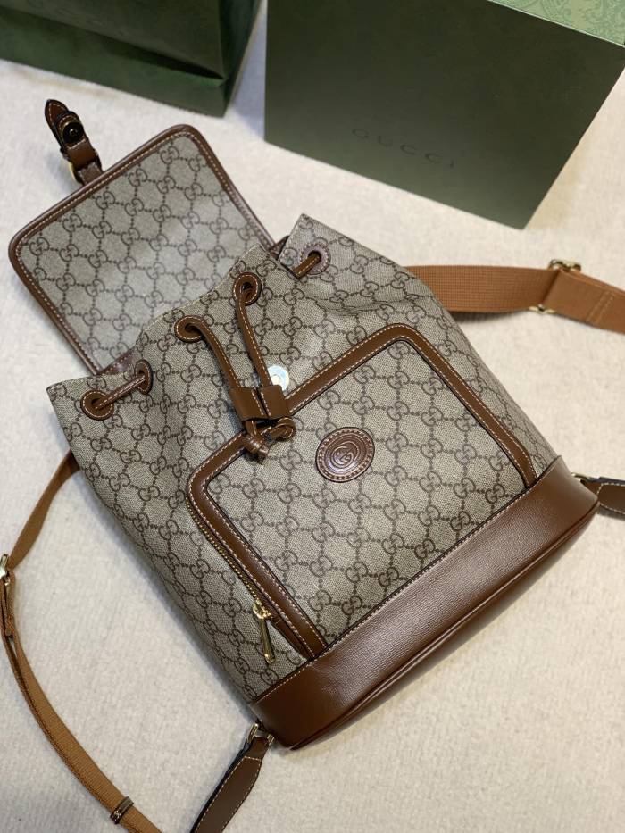 Gucci Womens Mens Fashion Bags Shoulder Backpacks Luxury Brand Backpack with Interlocking G in GG Supreme 674147 92THG 8563 with Original Box