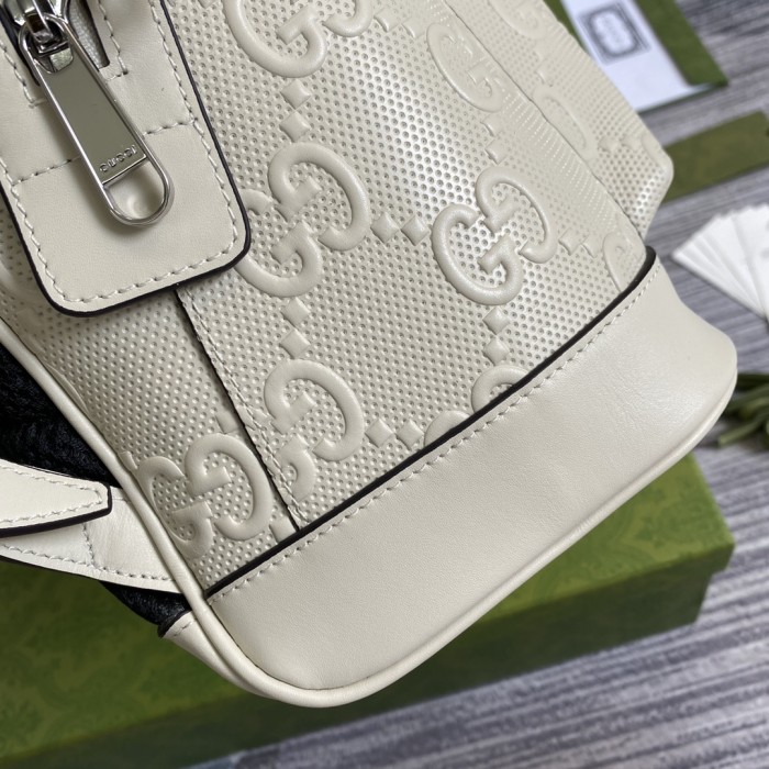 Gucci Womens Mens Fashion Bags Shoulder Backpacks Luxury Brand GG embossed backpack in white leather 658579 1W3BN 1000 with Original Box
