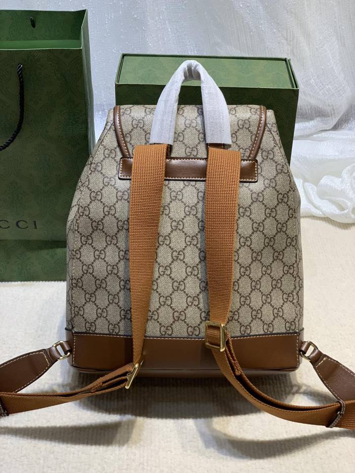 Gucci Womens Mens Fashion Bags Shoulder Backpacks Luxury Brand Backpack with Interlocking G in GG Supreme 674147 92THG 8563 with Original Box