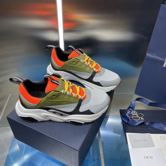 Dior Mens Shoes Sneakers Luxury Brand Breathable Design B22 SNEAKER Mesh with Smooth Calfskin with Original Box 3SN231YXX_H861