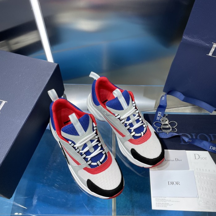 Dior Mens Shoes Sneakers Luxury Brand Breathable Design B22 SNEAKER Mesh with Smooth Calfskin with Original Box 3SN231YXX_H861