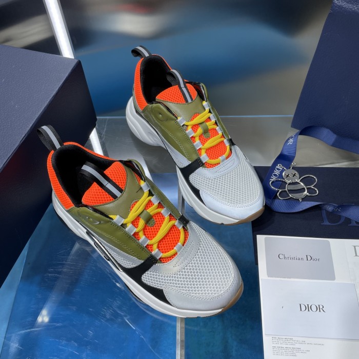 Dior Mens Shoes Sneakers Luxury Brand Breathable Design B22 SNEAKER Mesh with Smooth Calfskin with Original Box 3SN231YXX_H861