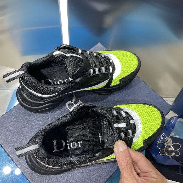Dior Mens Shoes Sneakers Luxury Brand Breathable Design B22 SNEAKER Mesh with Smooth Calfskin with Original Box 3SN231YXX_H861