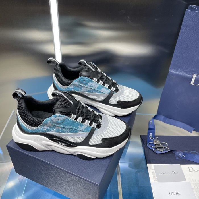 Dior Mens Shoes Sneakers Luxury Brand Breathable Design B22 SNEAKER Mesh with Smooth Calfskin with Original Box 3SN231YXX_H861
