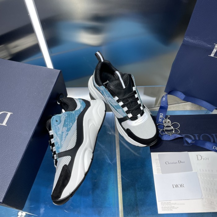 Dior Mens Shoes Sneakers Luxury Brand Breathable Design B22 SNEAKER Mesh with Smooth Calfskin with Original Box 3SN231YXX_H861