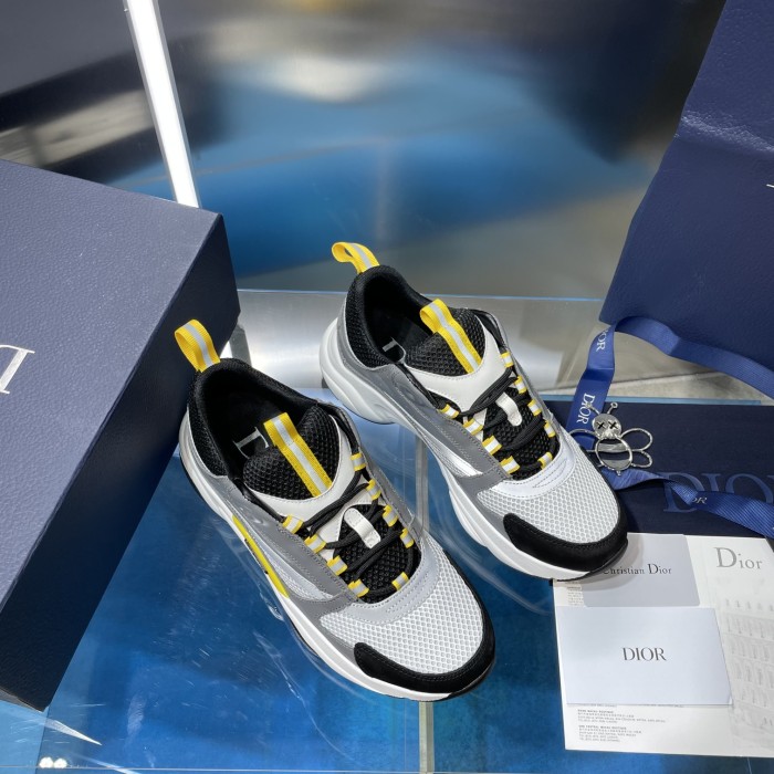 Dior Mens Shoes Sneakers Luxury Brand Breathable Design B22 SNEAKER Mesh with Smooth Calfskin with Original Box 3SN231YXX_H861
