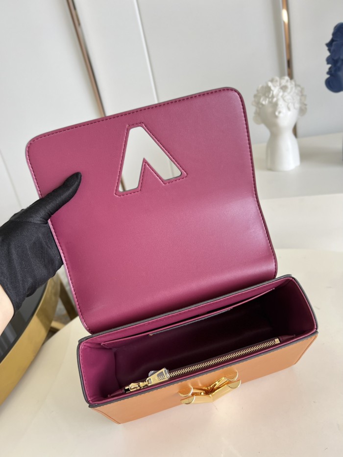 Louis Vuitton Womens Bags Shoulder Messenger Bags Luxury Brand TWIST MM M20846 with Original Box Gold Cipango Beige Epi grained leather