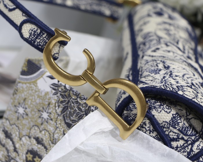 Dior Womens Mens Bag Saddle Bag Luxury Brand Design Fashion Type Shoulder Bags SADDLE BAG Blue Toile de Jouy Embroidery with Original Box M0446CTDT_M808