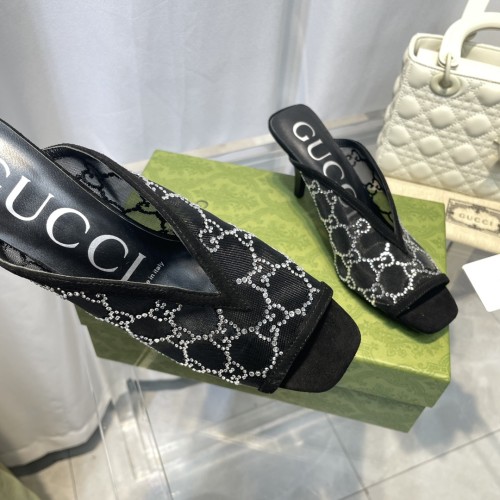 Gucci Womens Shoes Slide Slippers Luxury Brand Women's GG 7.5cm Heel Slippers  with Original Box