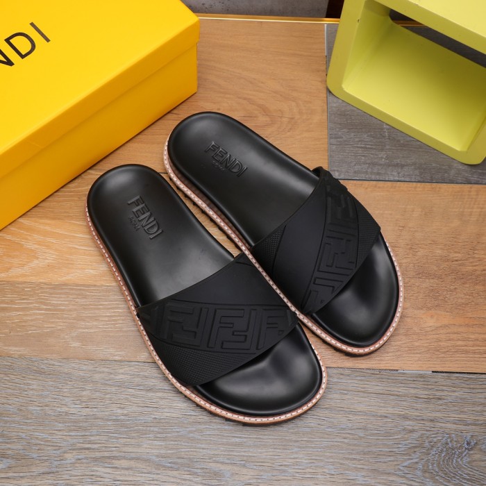 Fendi Men Shoes Slides Sandals Slippers Luxury Brand Mens Shoes with Original Box