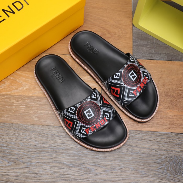 Fendi Men Shoes Slides Sandals Slippers Luxury Brand Mens Shoes with Original Box